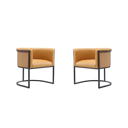 Manhattan Comfort Cosmopolitan Dining Chair in Saddle and Black, PK2 2-DC044-SA